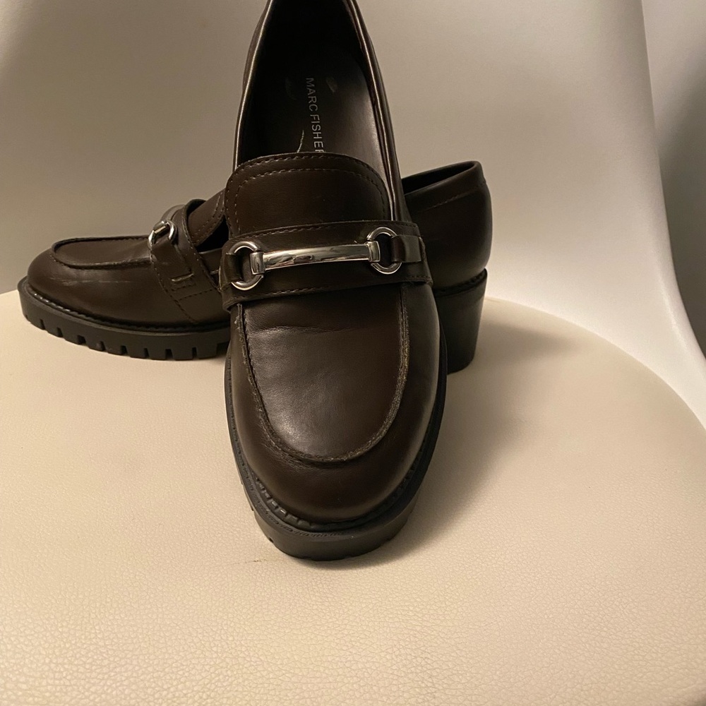 Marc Fisher Dark Brown Leather Loafers 8.5